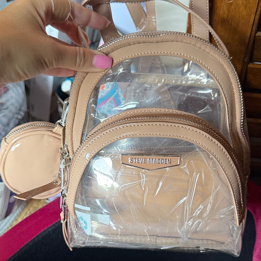 Steve Madden Nude and Clear Backpack